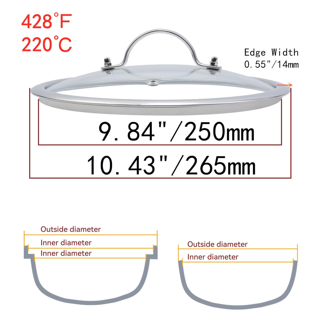 10 Inch Clear Glass Pot Lid U6520