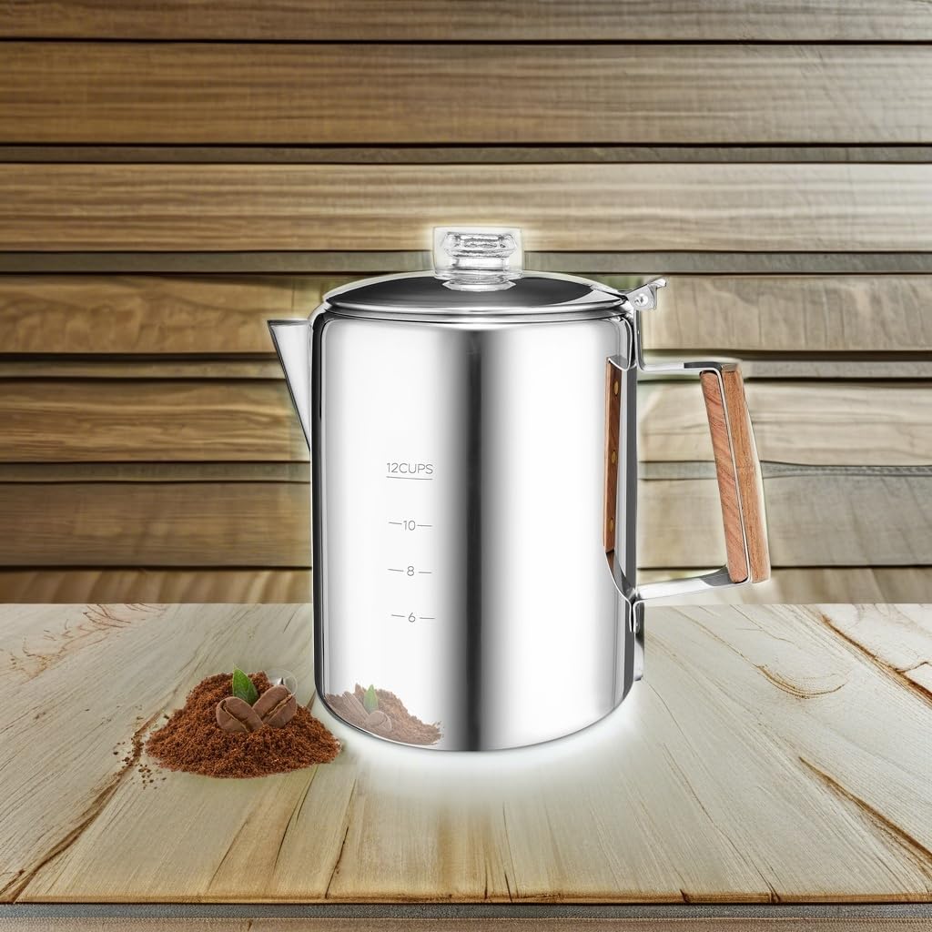 12 Cup Stainless Steel Camping Percolator Coffee Pot J69294