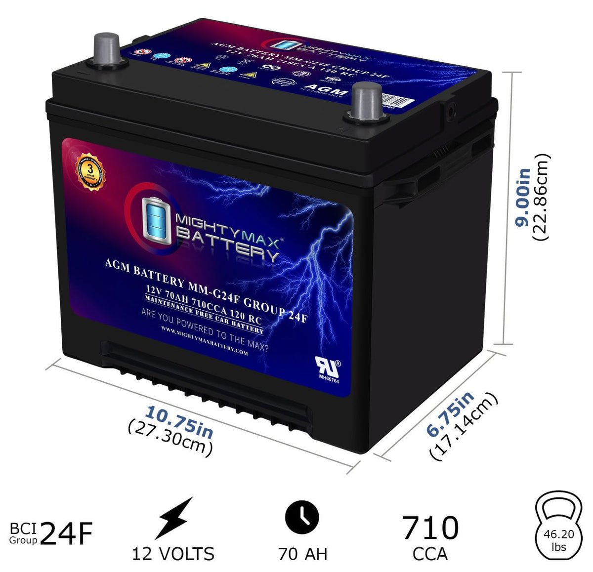 12V 70Ah AGM Replacement Battery S485117