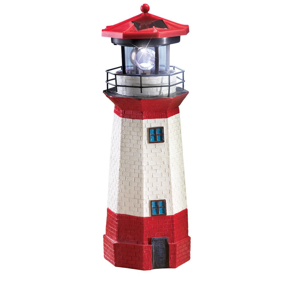 15" Red Solar Lighthouse with Rotating LED B627464