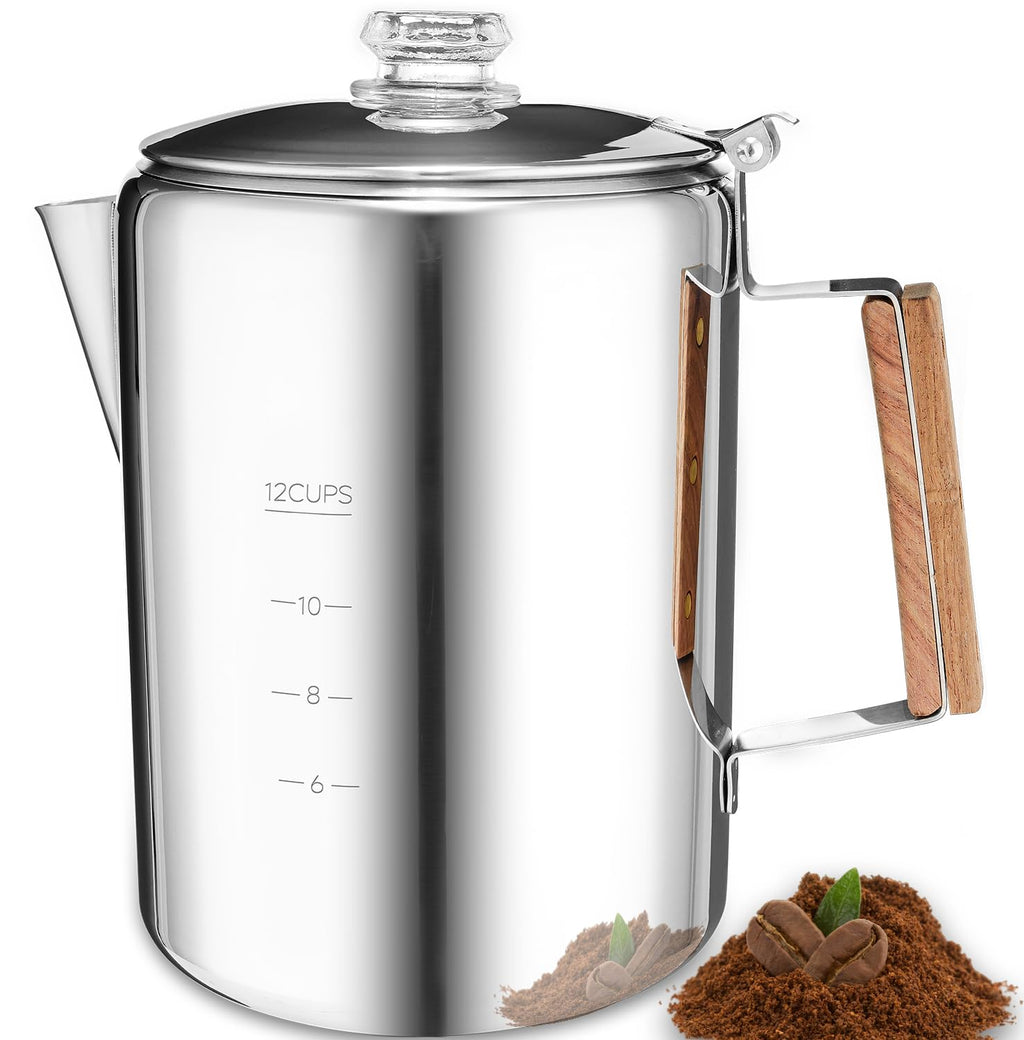 12 Cup Stainless Steel Camping Percolator Coffee Pot J69294