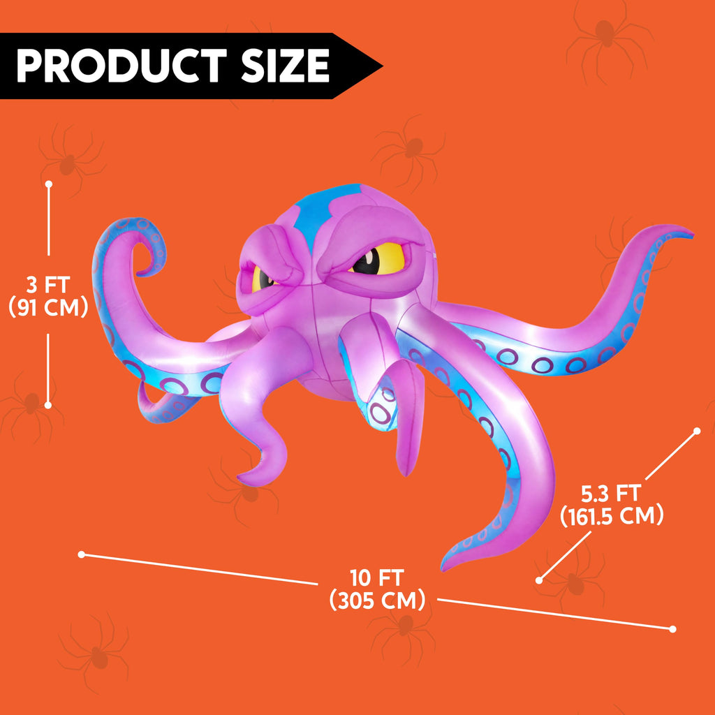 10FT Inflatable Octopus Decoration with Built-in LED Lights B793