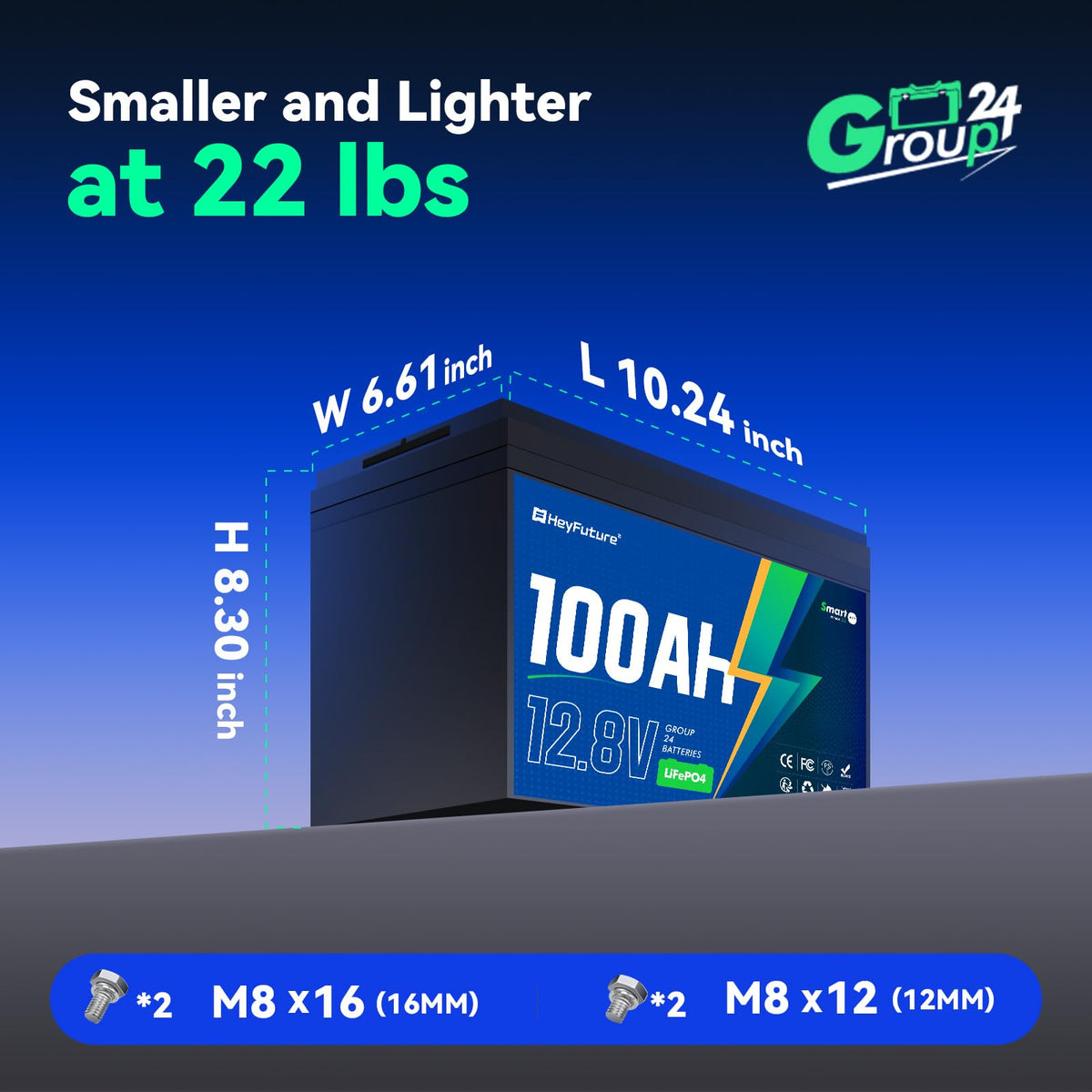 12V 100Ah Bluetooth LiFePO4 Battery B6423