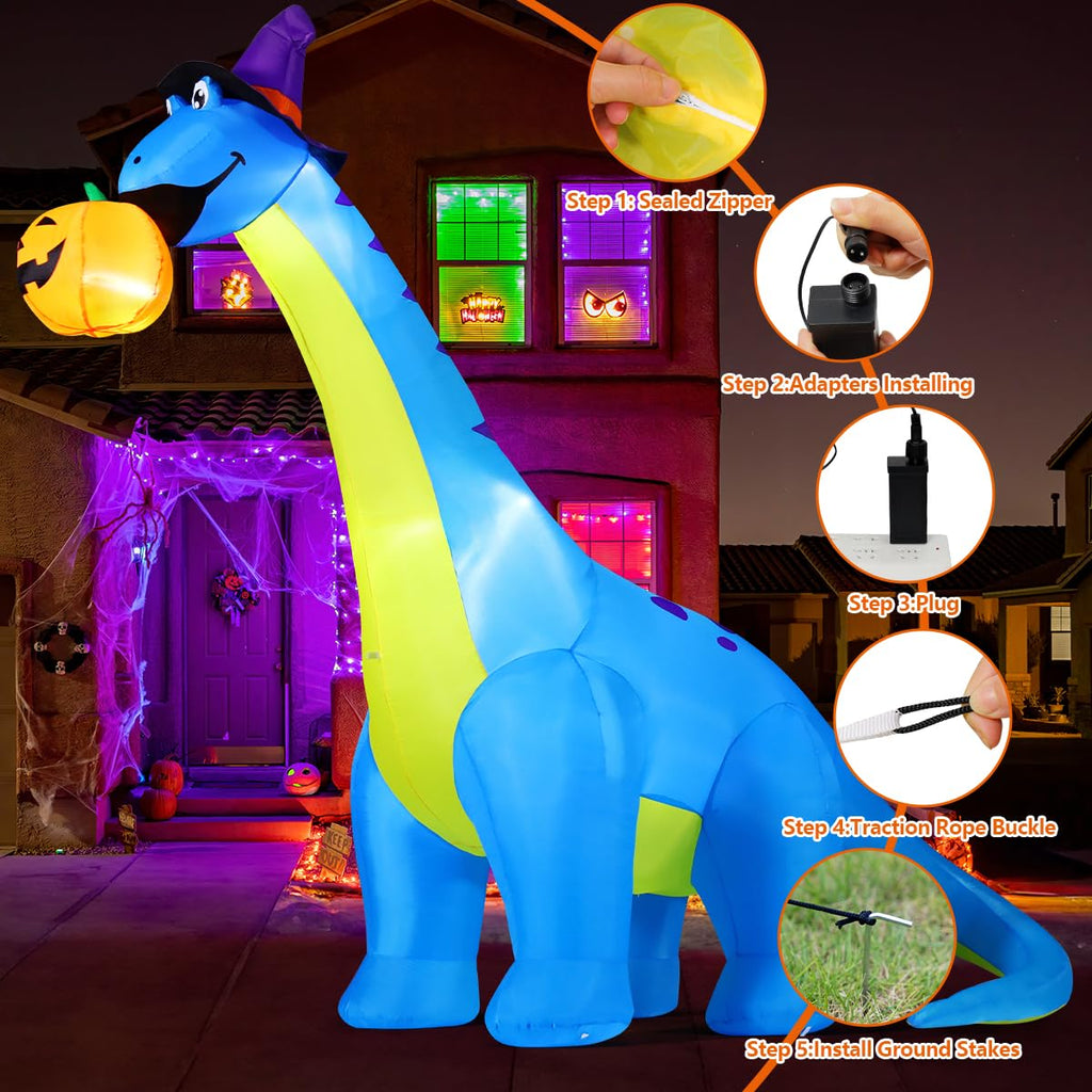 10 FT Animated Inflatable Dinosaur Pumpkin S257002