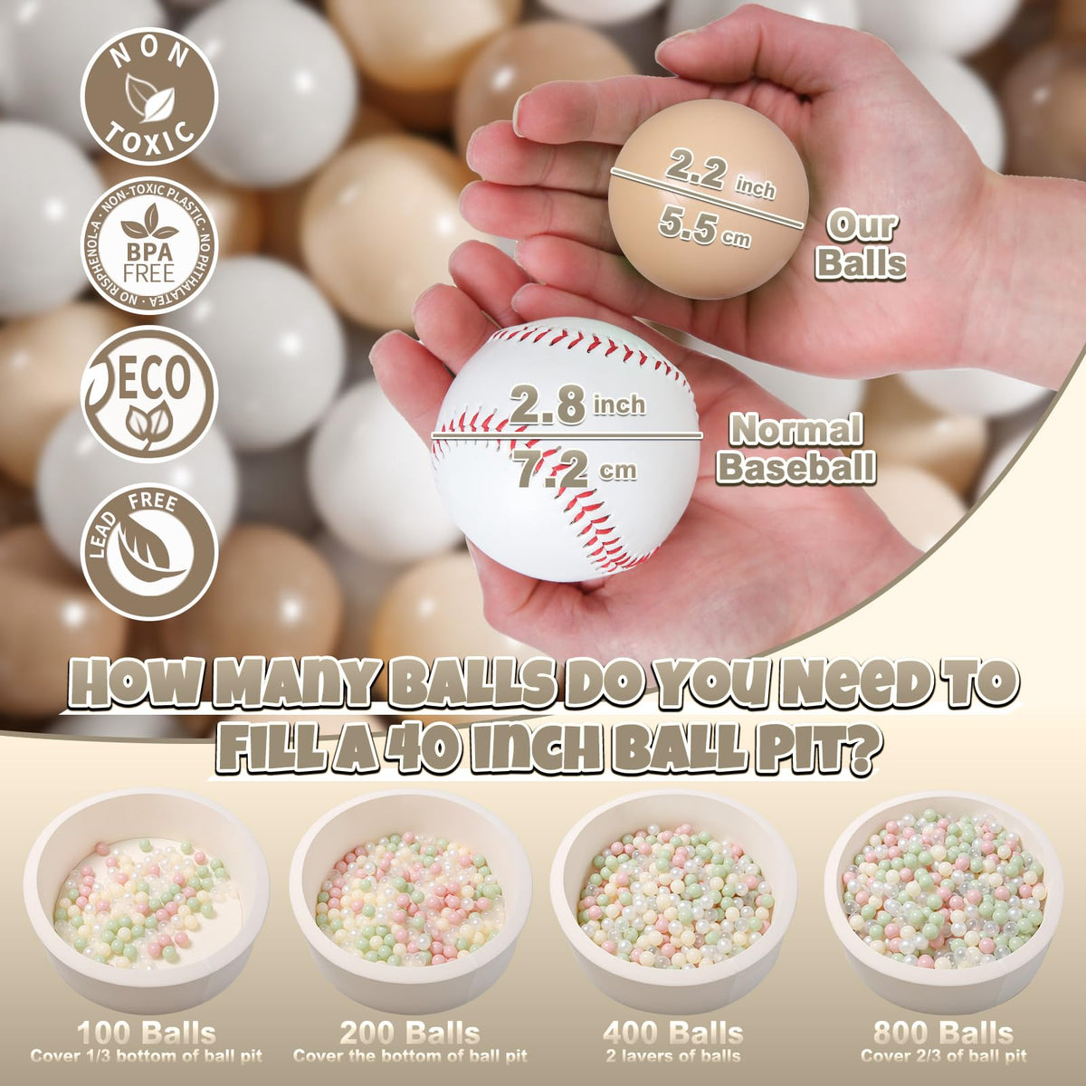 100pcs 2.15inch BPA Free Crush Proof Plastic Balls W908692