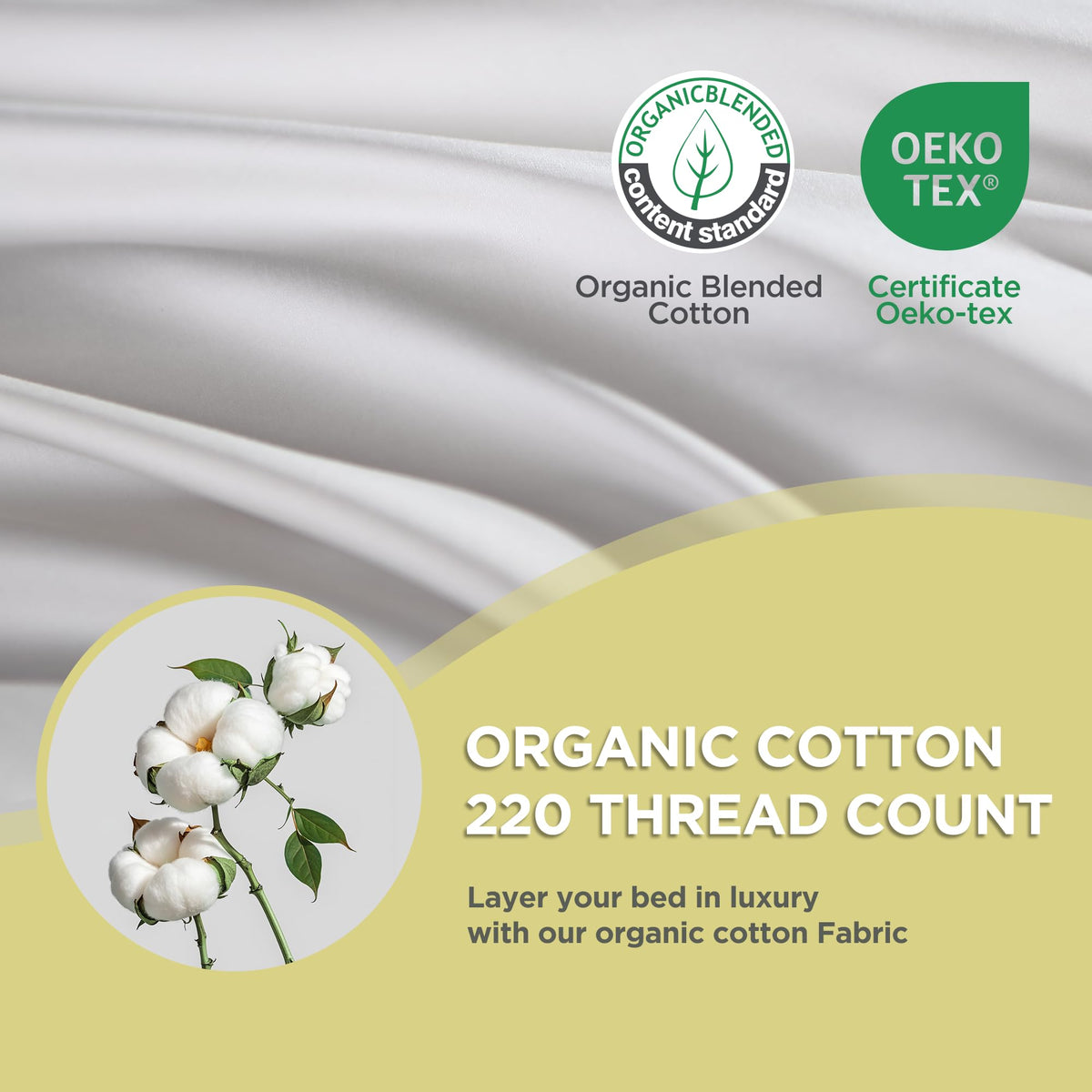100% Organic Cotton Down Alternative Pillow King Size Set of 2 E301
