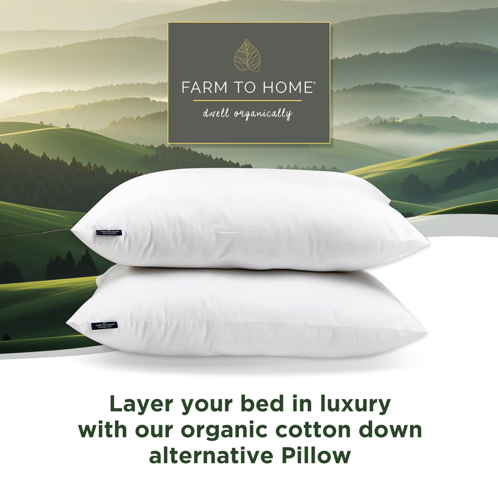 100% Organic Cotton Down Alternative Pillow King Size Set of 2 E301
