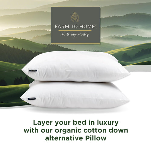 100% Organic Cotton Down Alternative Pillow King Size Set of 2 E301