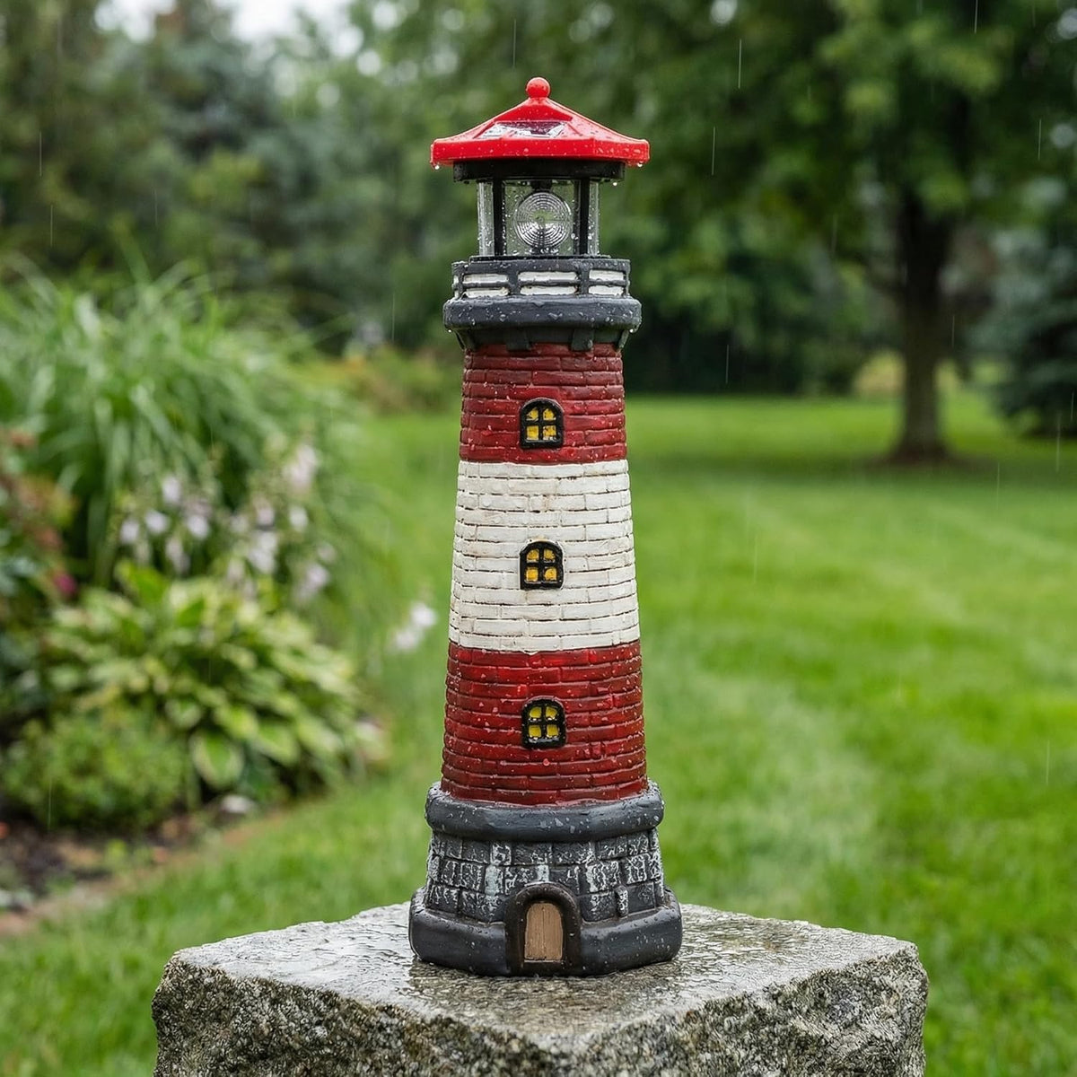 15" Rotating Lighthouse Outdoor Statue O6416