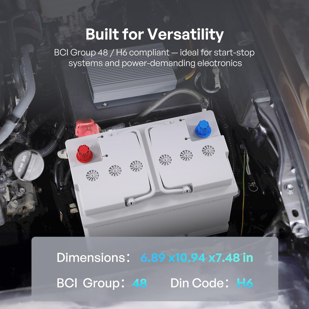 12V 70Ah AGM Car Battery H6 Group 48 with 720 CCA X156