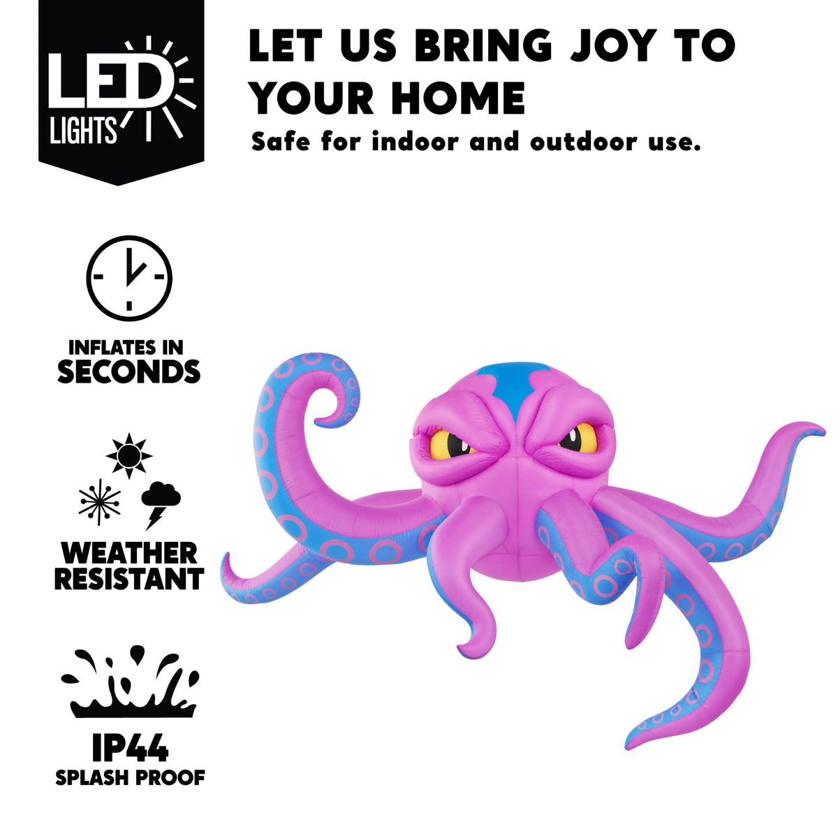 10FT Inflatable Octopus Decoration with Built-in LED Lights B793