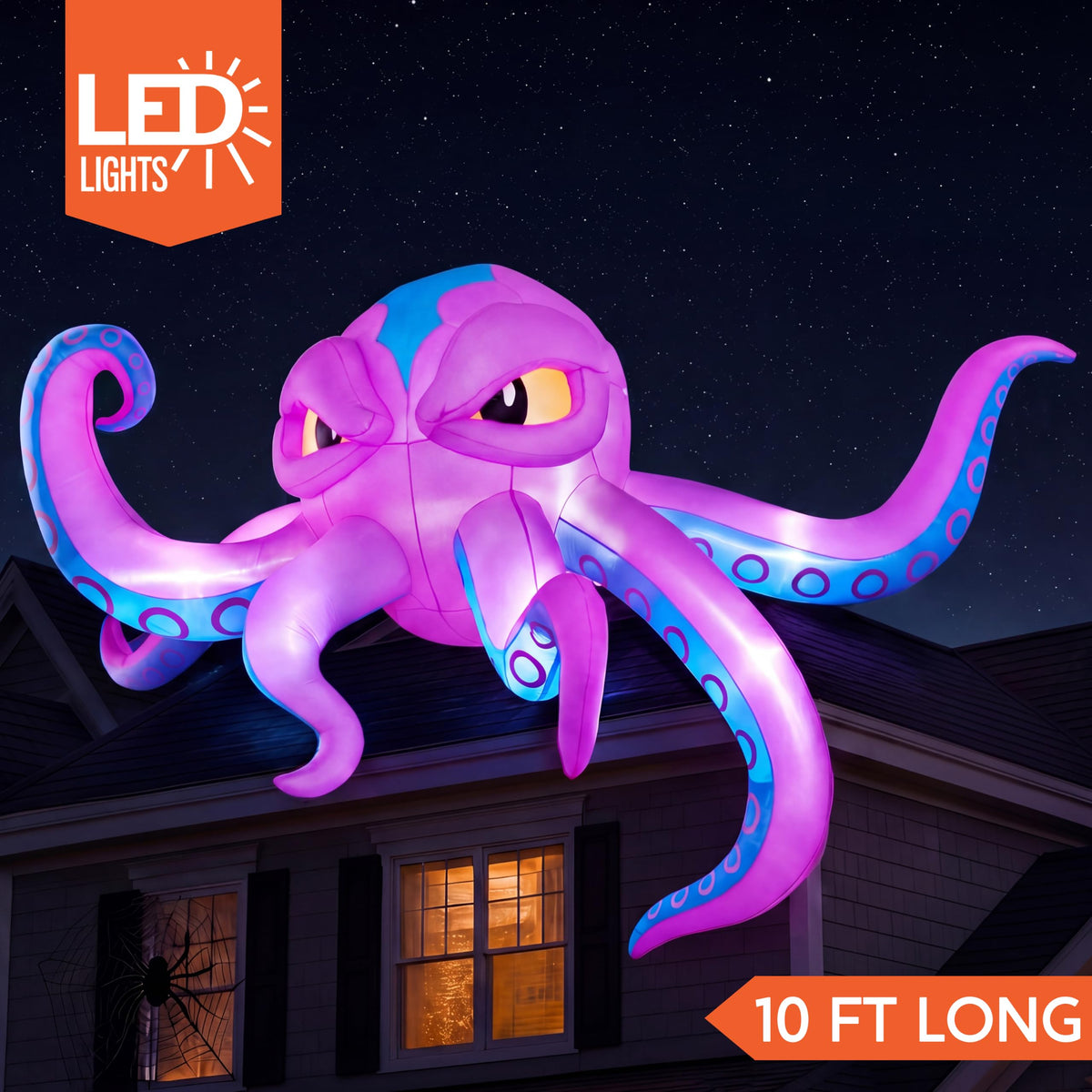 10FT Inflatable Octopus Decoration with Built-in LED Lights B793