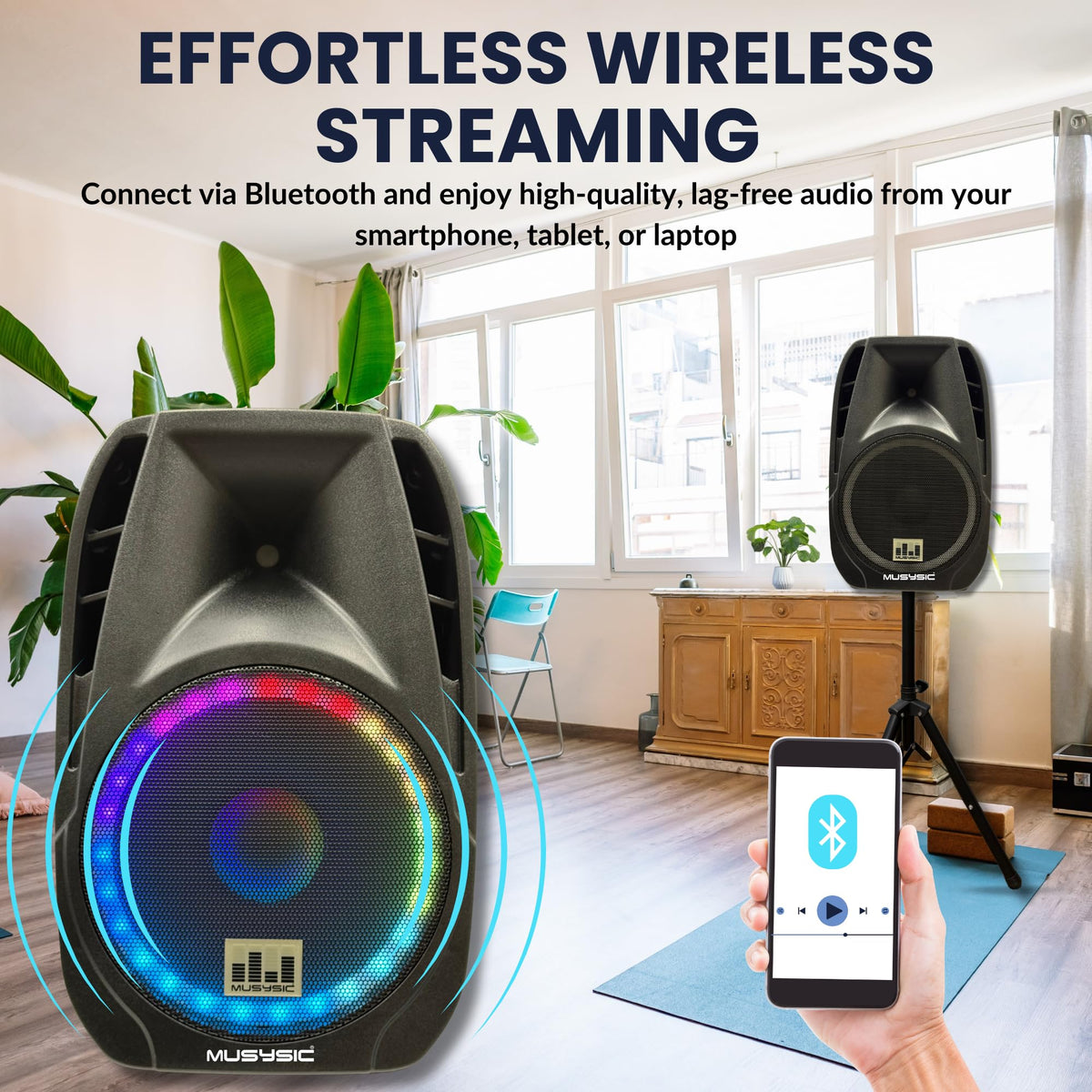 15" 2000W Portable PA Speaker System with Wireless Microphones M7211