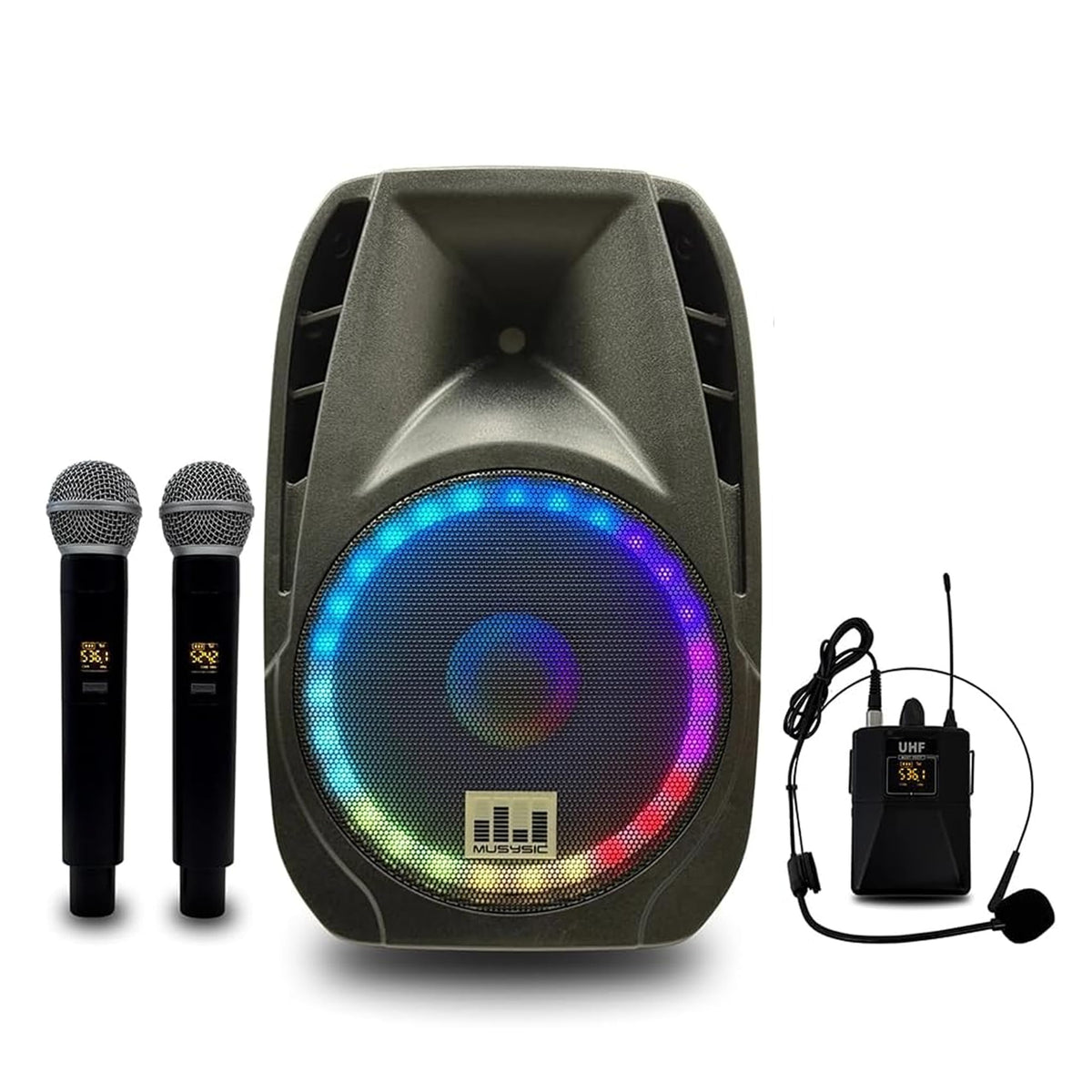 15" 2000W Portable PA Speaker System with Wireless Microphones M7211
