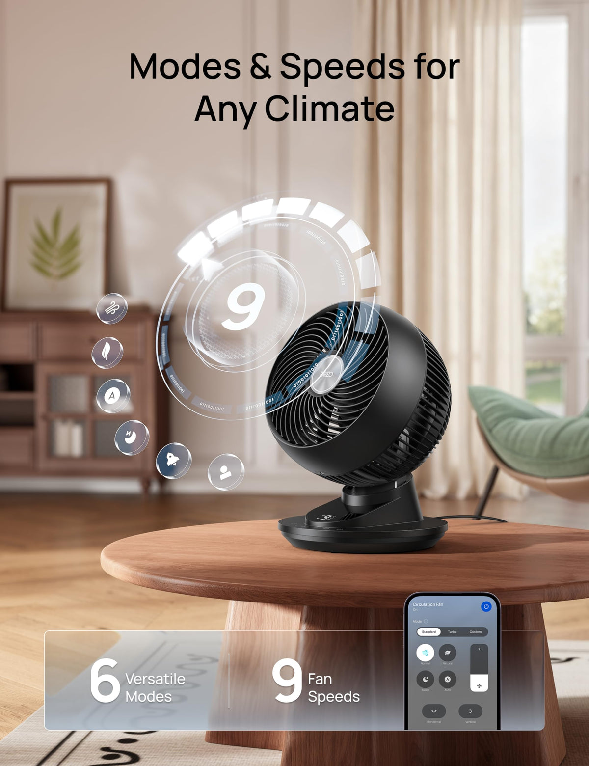 12 Inches 90° Oscillating Smart Desk Fan I322