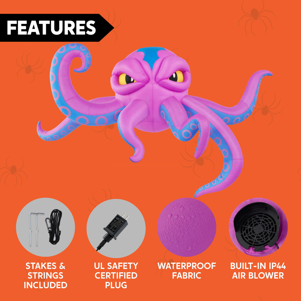 10FT Inflatable Octopus Decoration with Built-in LED Lights B793