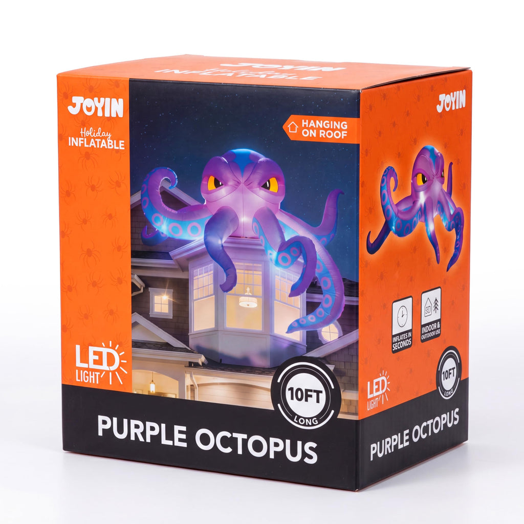 10FT Inflatable Octopus Decoration with Built-in LED Lights B793